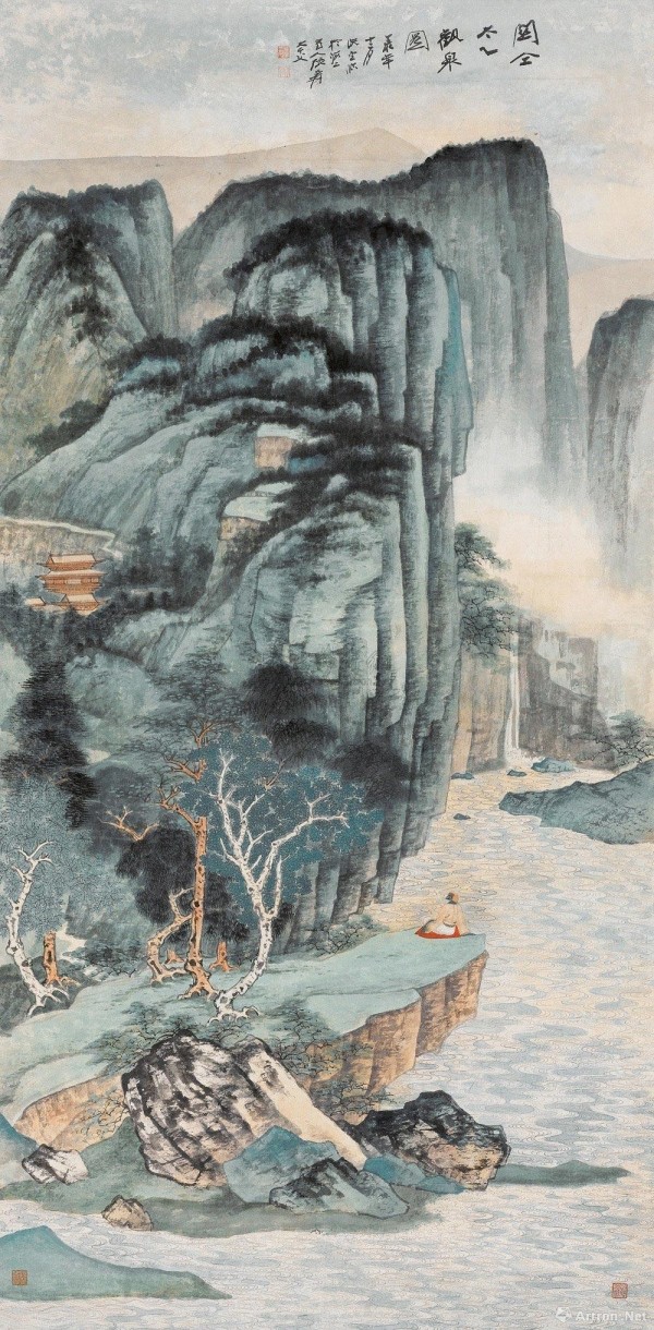 張大千国画“竹林七賢”骨董山水画 張大千国画“竹林七賢”骨董山水画 張大千国画“竹林七賢”骨董山水画