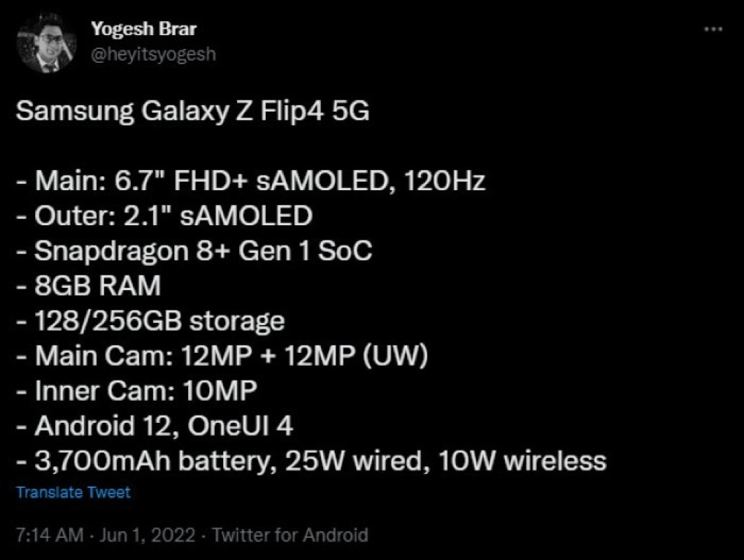网传丨三星 Galaxy Z Flip4 核心配置曝光,升级骁龙8+,整体变化不大