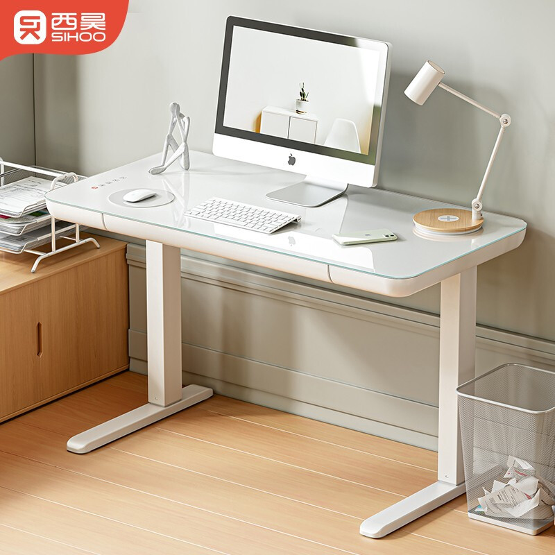 西昊新品电动升降桌，极简苹果风，全面屏桌面触控，站坐办公新体验