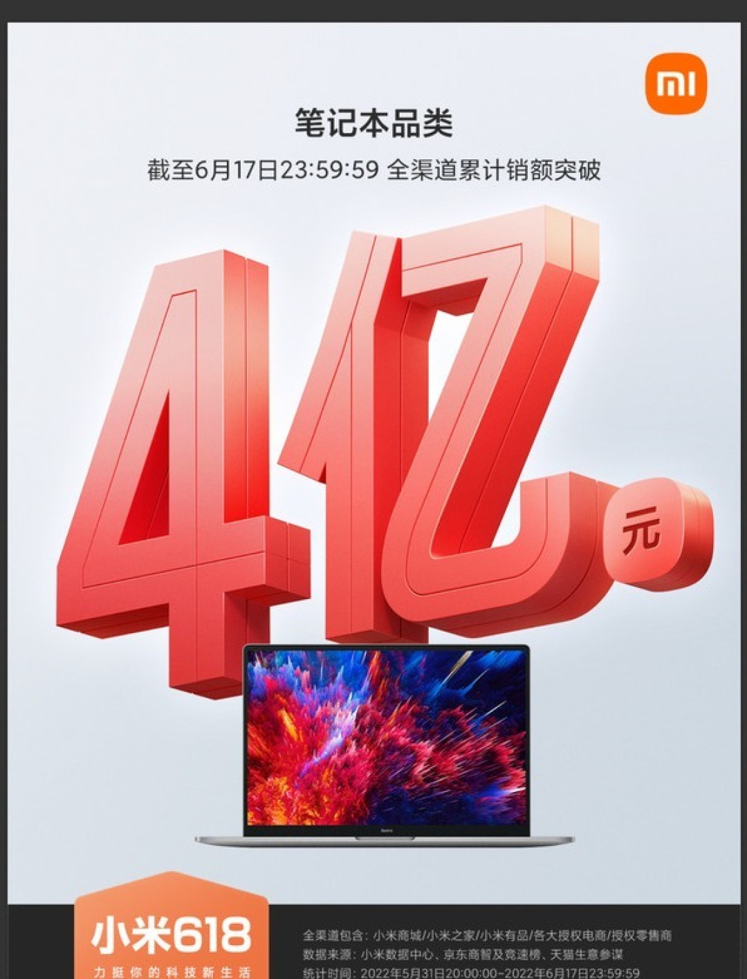 小米618销售额达成150亿元，笔记本品类累计销额突破4亿元