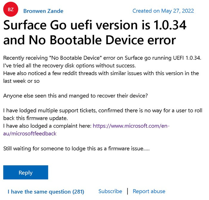 避坑丨微软 Surface Go 更新固件后，无法识别硬盘