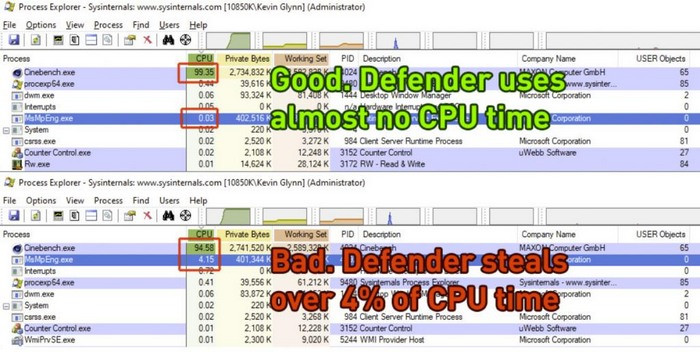 Win 10/11系统自带杀毒有BUG，会影响CPU性能