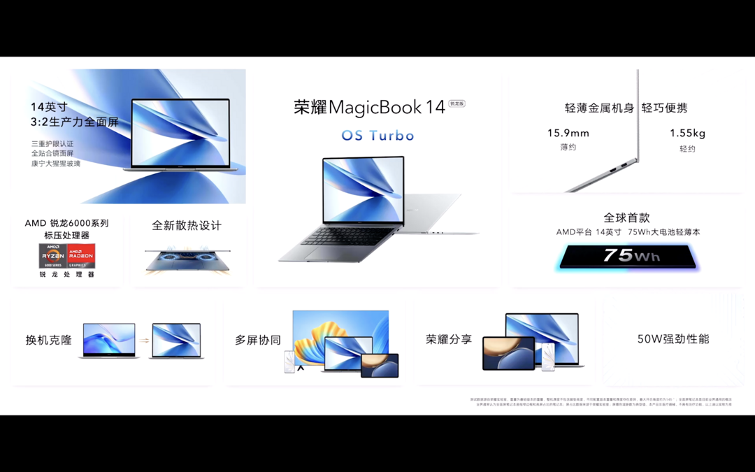 荣耀全新 MagicBook 14 锐龙版发布：锐龙6000系列标压、支持OS Turbo技术