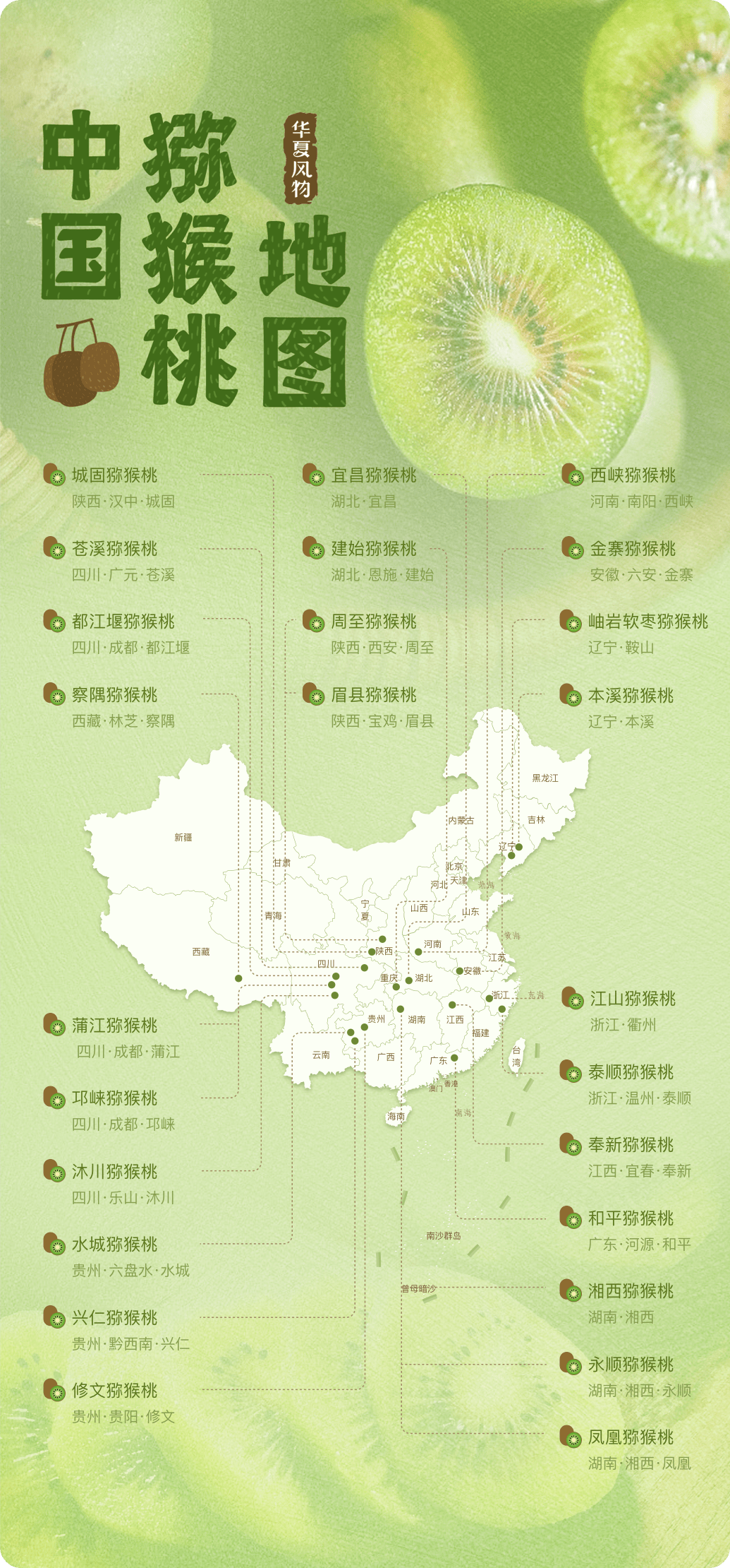 中国猕猴桃地图 ©️华夏风物