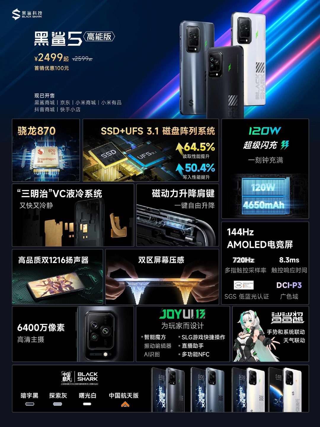 黑鲨 5 高能版发布：骁龙870、升级UFS3.1+SSD磁盘阵列技术