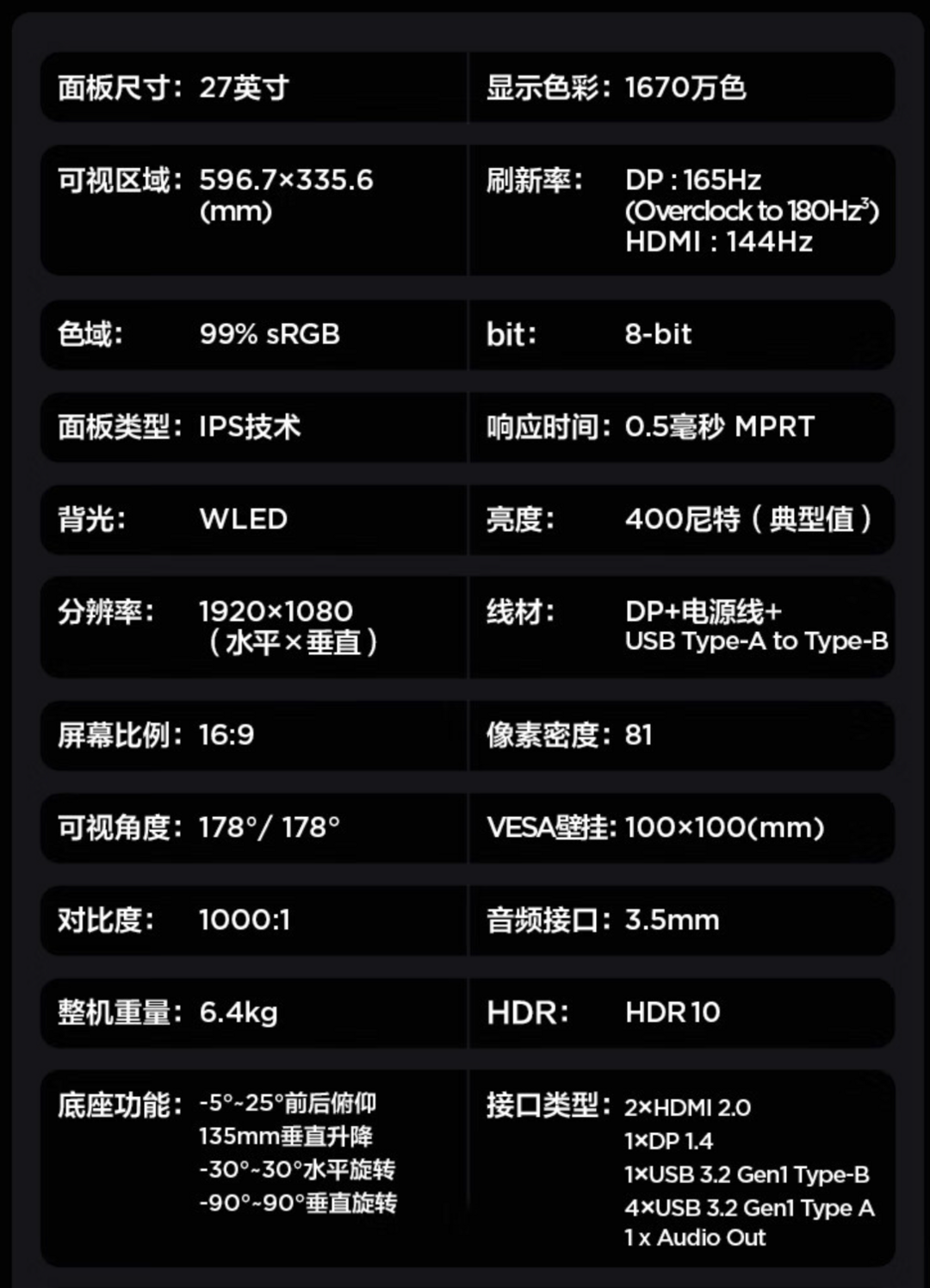 联想推出拯救者 Y27 显示器：180Hz、HDR10