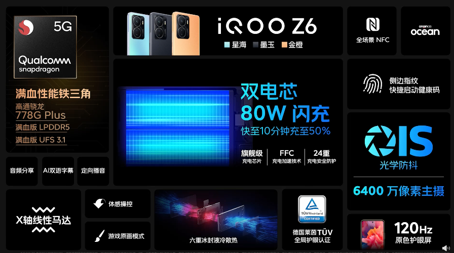 性能续航小超人：iQOO Z6 系列发布，搭骁龙778G Plus+80W快充、6000mAh电池