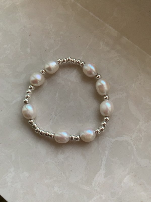 四季百搭手串-巴洛克珍珠银珠手串