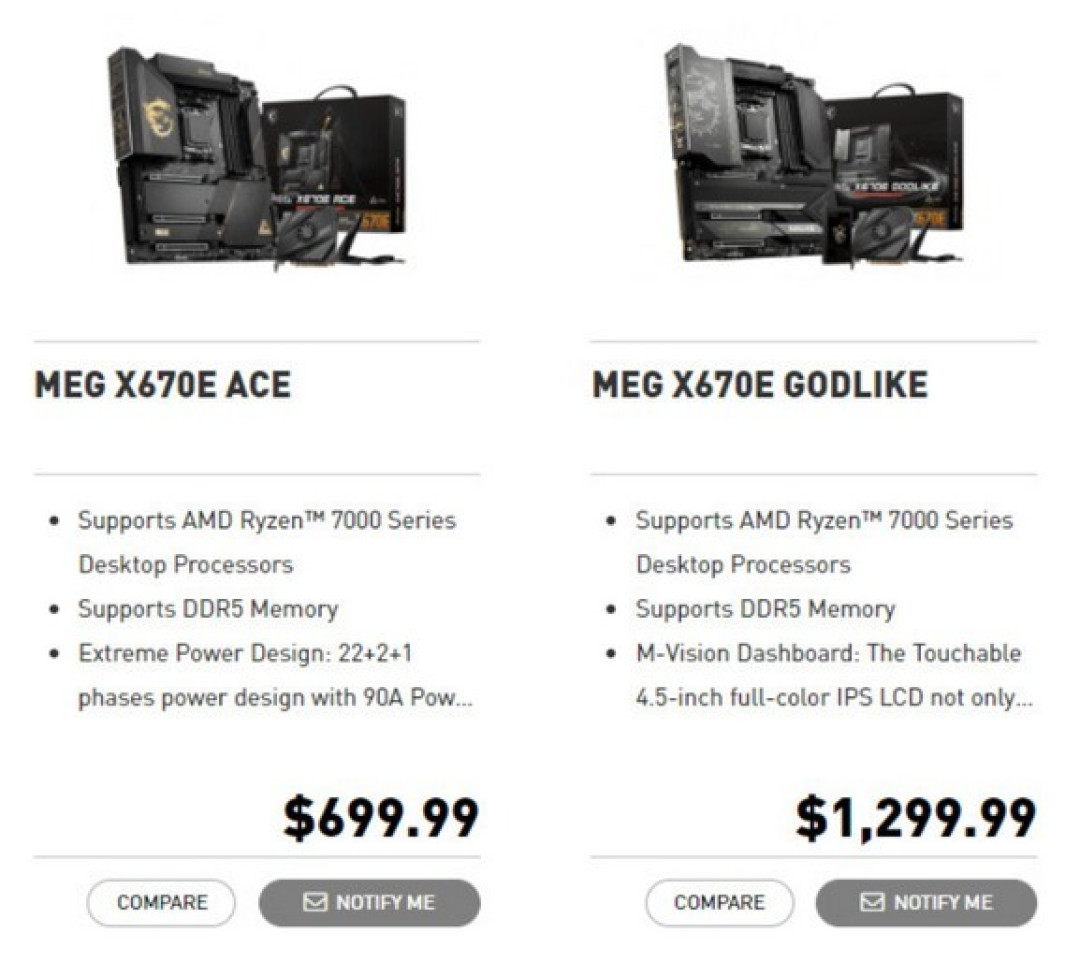 价格超预期:微星公布 X670/X670E 主板价格