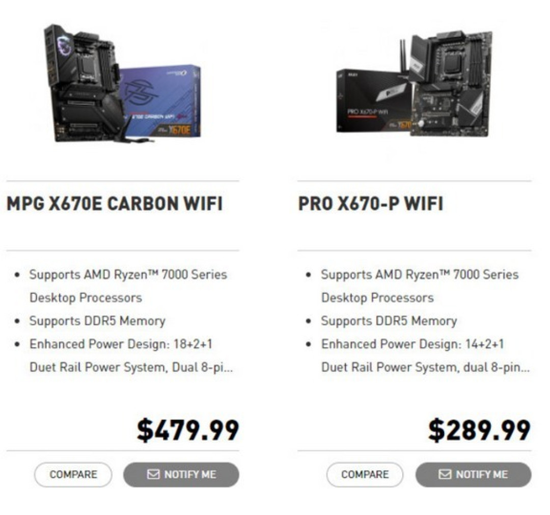 价格超预期:微星公布 X670/X670E 主板价格