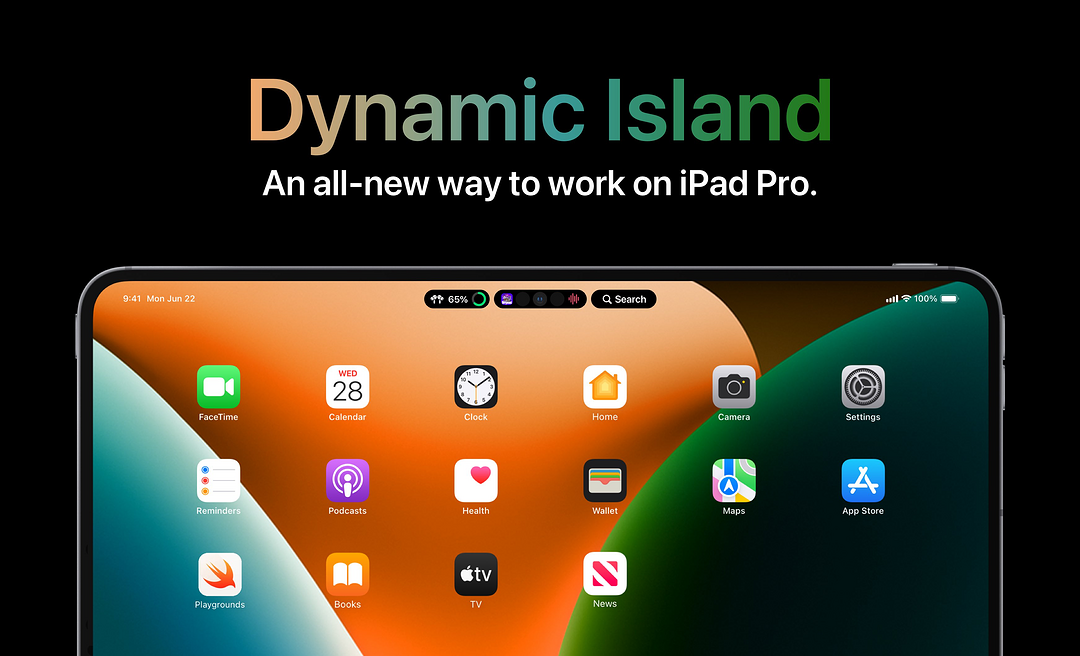 玩出花！海外设计师晒 iPad Pro “灵动群岛”渲染图