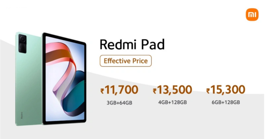 Redmi Pad 发布，直边框纤薄设计、2K 90Hz LCD屏，8000mAh 电池