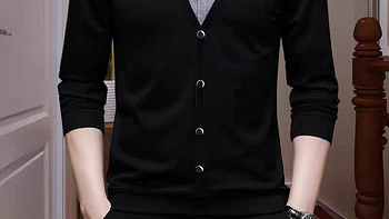 奇 阿玛尼亚长袖T恤男秋冬韩版休闲男士衬衫领假两件修身纯棉打底