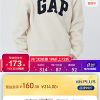 Gap 男女装秋冬2022新款易穿搭LOGO仿羊羔绒抓绒卫衣737285宽松套头上衣 奶油米色 185/108A(XL)