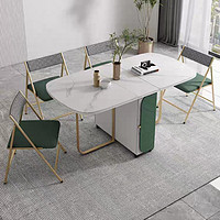 折叠餐桌家用小户型北欧餐桌椅多功能现代简约可收纳移动岩板餐桌