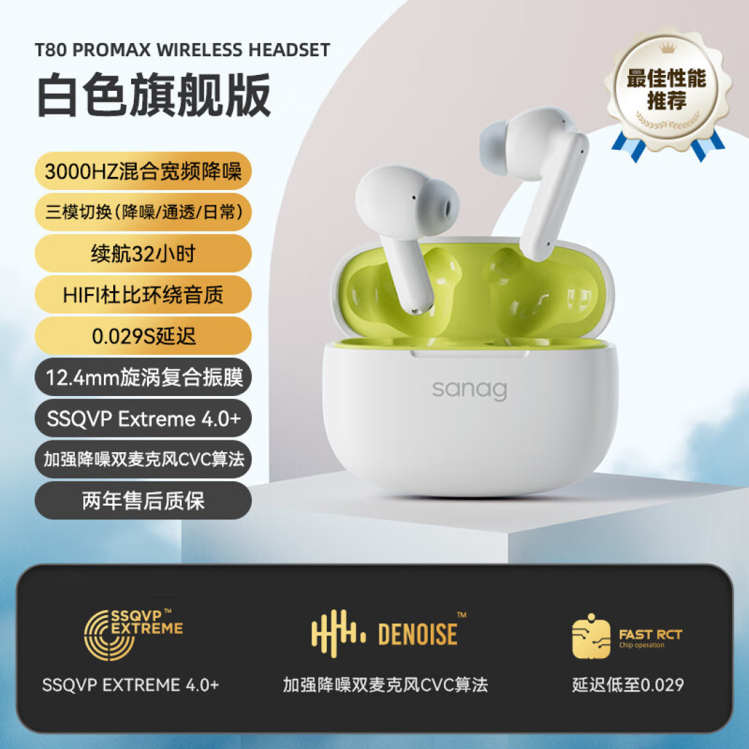 Sanag T80S Pro耳机开箱,配置ANC主动降噪,32小时超长续航