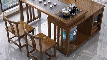实木旋转茶桌阳台家用移动小茶台喝茶桌椅组合小型茶几烧水壶一体