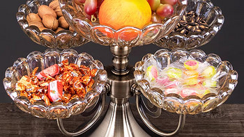 高档水晶玻璃多层网红水果盘现代客厅茶几家用桌面轻奢零食糖果盘