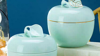 景德镇陶瓷影青釉描金瓷罐子带盖 家用高档储物罐客厅茶几装饰品