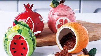 tinyhome家用水果浮雕陶瓷调味罐创意西瓜造型作料罐带盖味精盐盒
