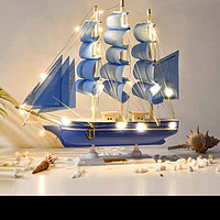 一帆风顺帆船摆件工艺品仿真实木小木船模型办公室装饰小摆设礼品
