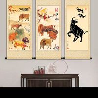 五牛图挂画牛气冲天五福牛福牛图中国画复制