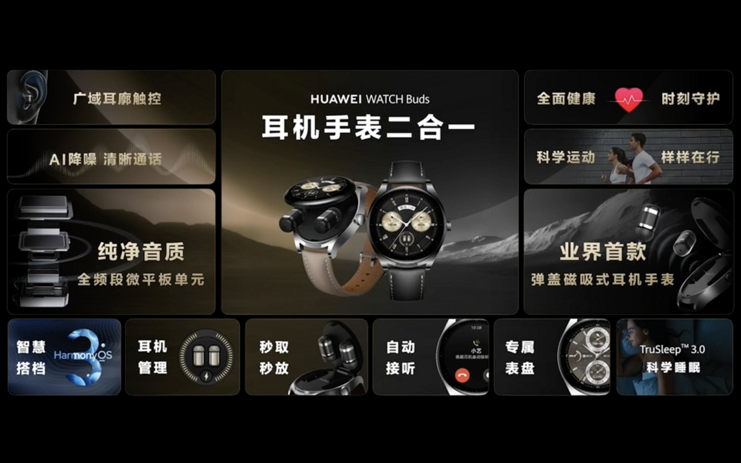 华为 Watch Buds 发布：耳机手表二合一，主动降噪、功能丰富