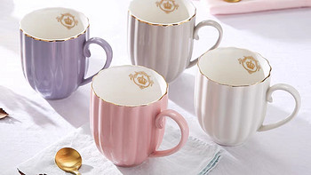 陶瓷ins风情侣杯子可爱女生办公室茶杯水杯家用紫色咖啡杯马克杯