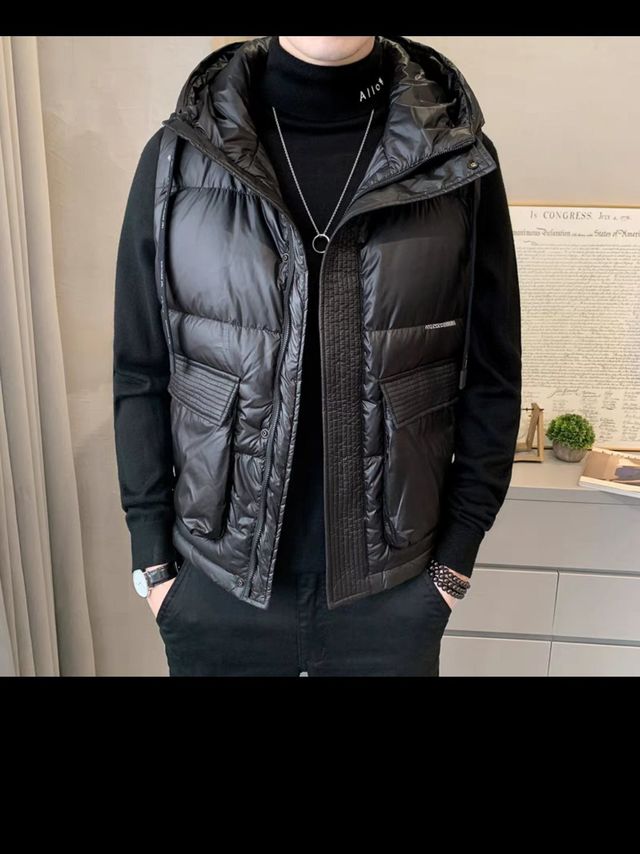 连帽羽绒服马甲男潮牌衣服外穿坎肩加厚保暖