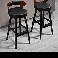 实木吧台椅子北欧酒吧椅高脚凳子家用靠背吧凳前台收银台椅子简约