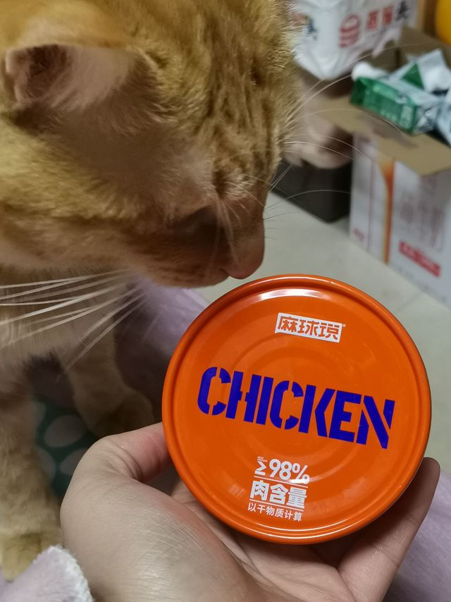 鸡肉味的猫罐头，含肉量真滴好高呀