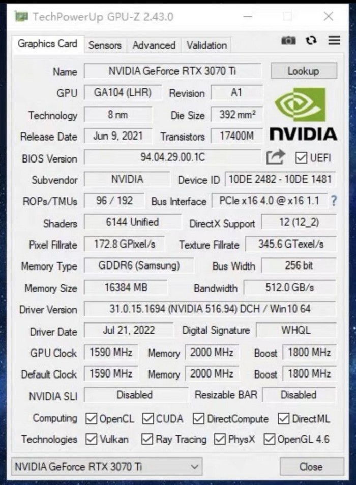 网传丨NVIDIA 计划推 RTX 3070 Ti 16GB 版本？采用16GB GDRR6显存