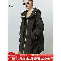 范思蓝恩22FS4117设计感休闲撞色羽绒服女2022冬新款保暖羽绒外套黑色S