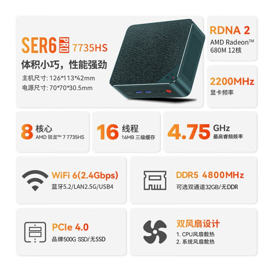 零刻推出 SER6 Pro VEST 版迷你主机：首批用上锐龙 R7 7735HS 处理器