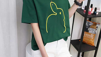 韩国外贸夏季新款女装宽松大码立体绣花兔子短袖T恤上衣打底衫潮