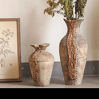 左岸麦田 木器之美-侘寂风复古木制混编花器复古客厅实木花瓶摆件