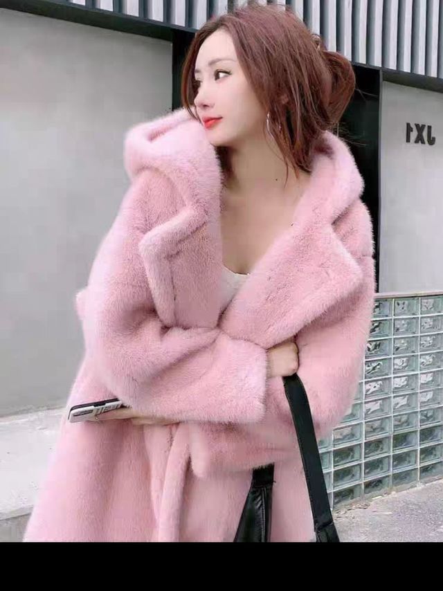 水貂绒皮毛一体外套女环保皮草2022冬季新款