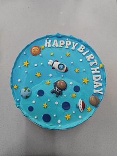 一款蓝色系宇航员蛋糕分享！