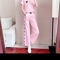 运动休闲套装女夏2023新款时尚韩版宽松洋气减龄粉色欧货潮两件套