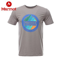 Marmot/土拨鼠新款夏季户外休闲透气印花经典男棉短袖T恤