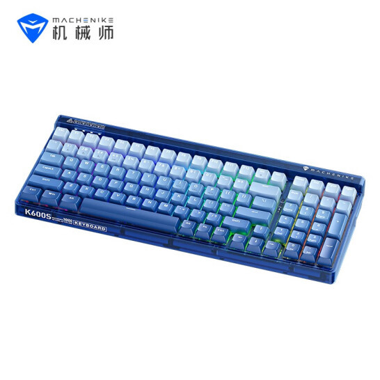 机械师推出 K600S 海月蓝机械键盘：三模连接、100键配列