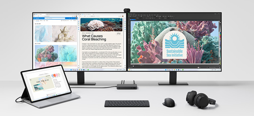 微软发布 Surface Thunderbolt 4 Dock 扩展坞，一拖八，支持雷电4