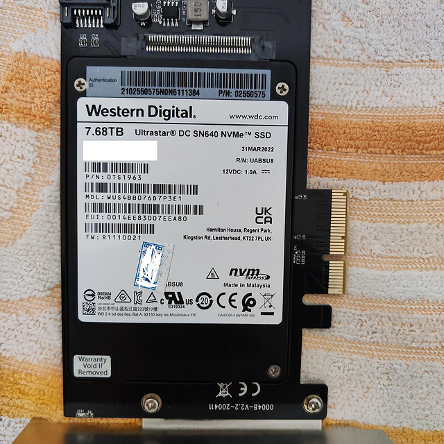 一块长得像SATA SSD的U2企业盘西数SN640 7.68T开箱小评测