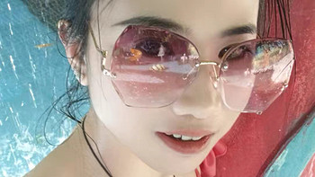2023年新款无框切边墨镜女韩版潮高级感网红复古防紫外线太阳眼镜
