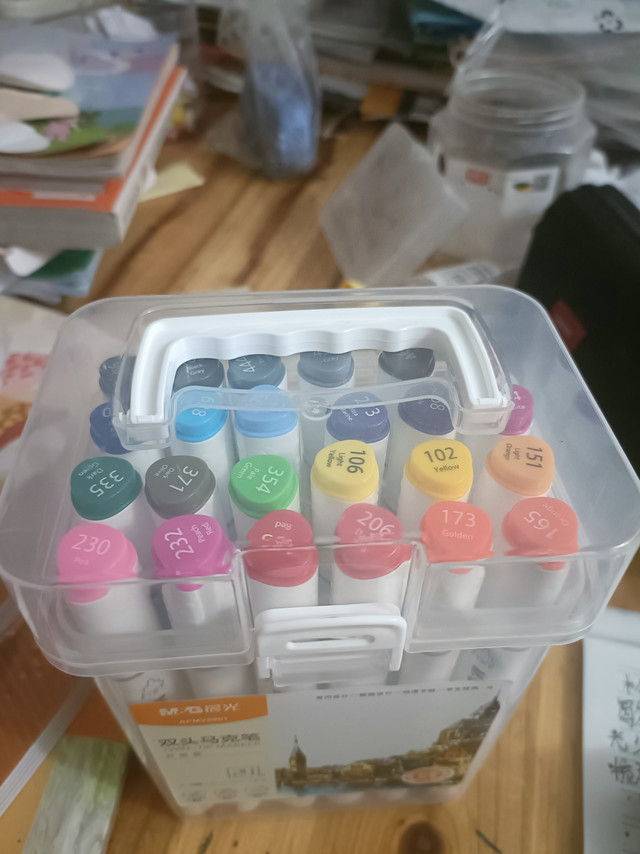 拿回来就当彩笔用了,放学回来没有一天不画