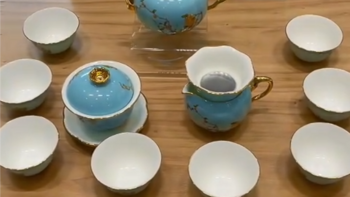 中国陶瓷文化的传承与发扬 auratic国瓷永丰源西湖蓝8头陶瓷茶壶杯茶具套装