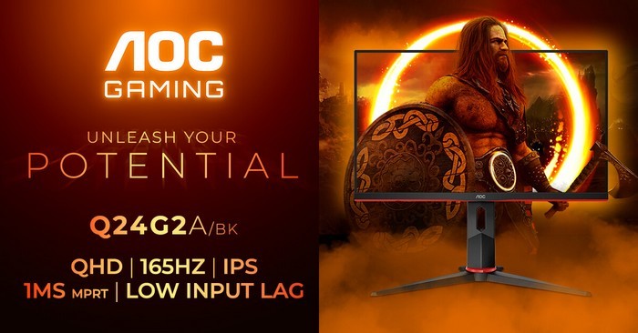 AOC冠捷发布 AGON Q24G2A/BK“爱攻”显示器，165Hz、2.5K IPS