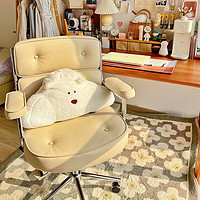 奶茶色椅子电脑椅家用舒适久坐办公座椅学习椅卧室书房转椅书桌椅