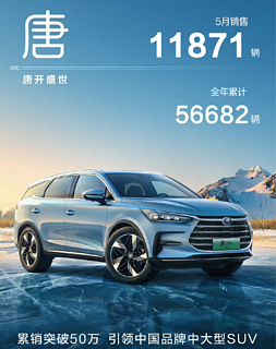 比亚迪汽车5月细分销量公布，汉家族破两万