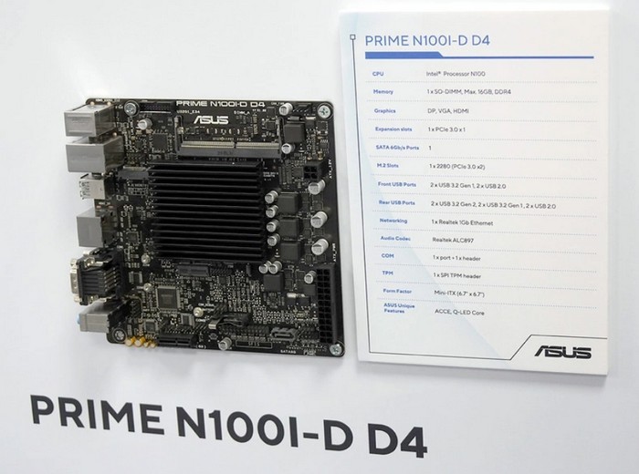 华硕展出 PRIME N100I-D D4 迷你ITX主板，板载N100，适合打造三低平台